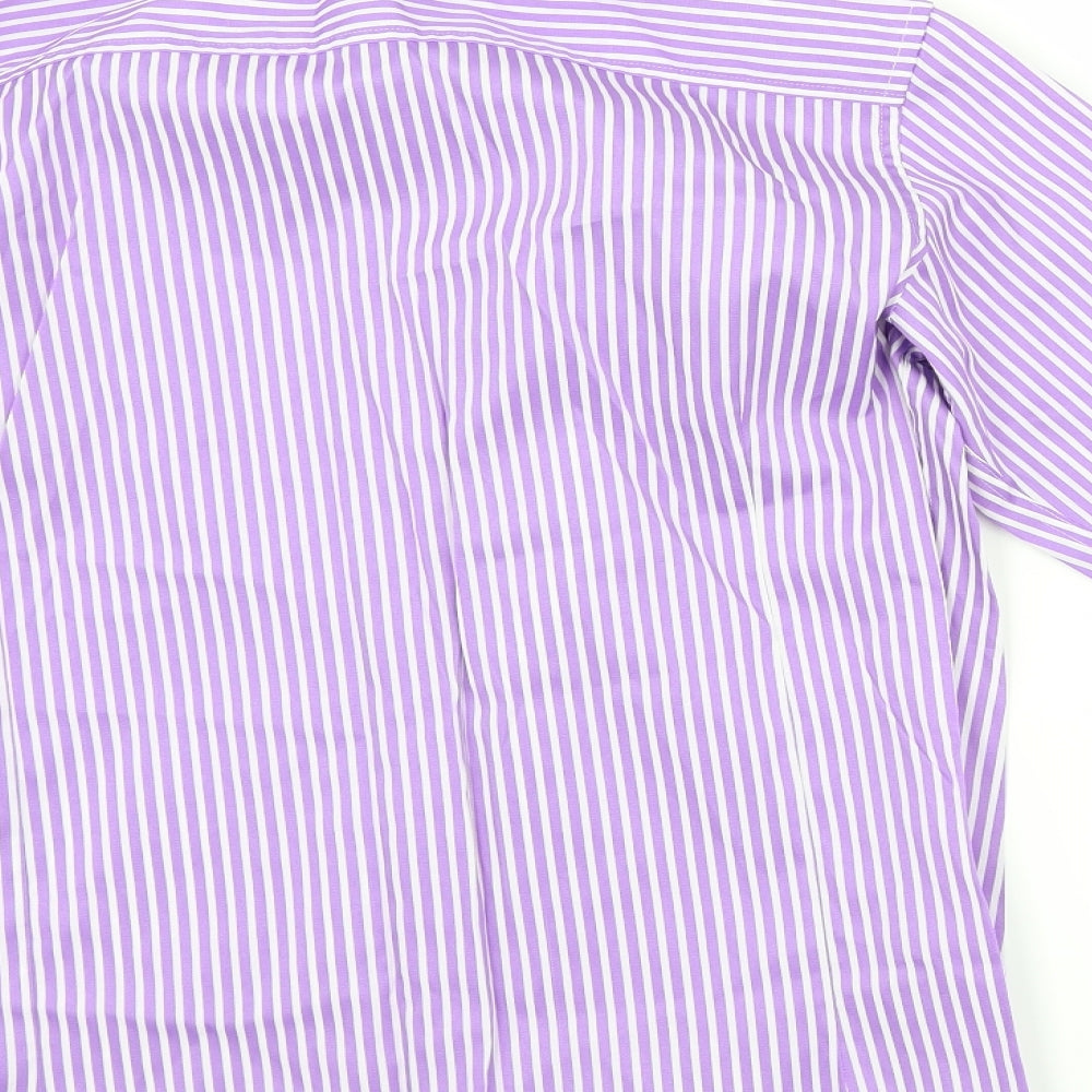Marks and Spencer Boys Purple Striped  Basic Button-Up Size 14 Years