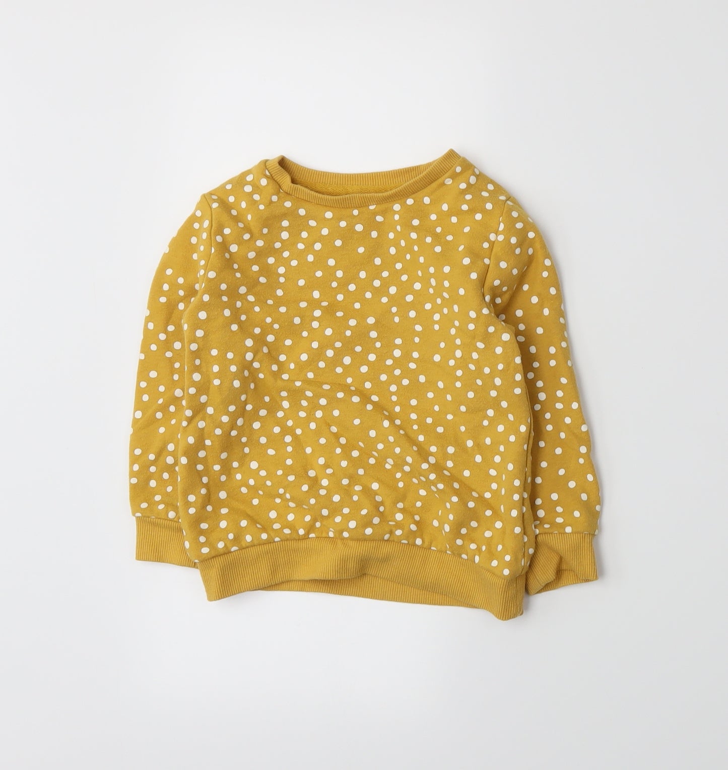 F&F Girls Yellow Spotted Jersey Pullover Sweatshirt Size 2-3 Years