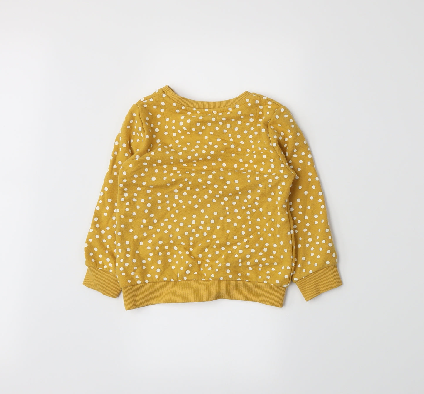 F&F Girls Yellow Spotted Jersey Pullover Sweatshirt Size 2-3 Years