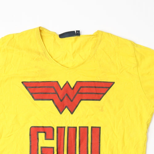 Hanes Womens Yellow   Basic T-Shirt Size L