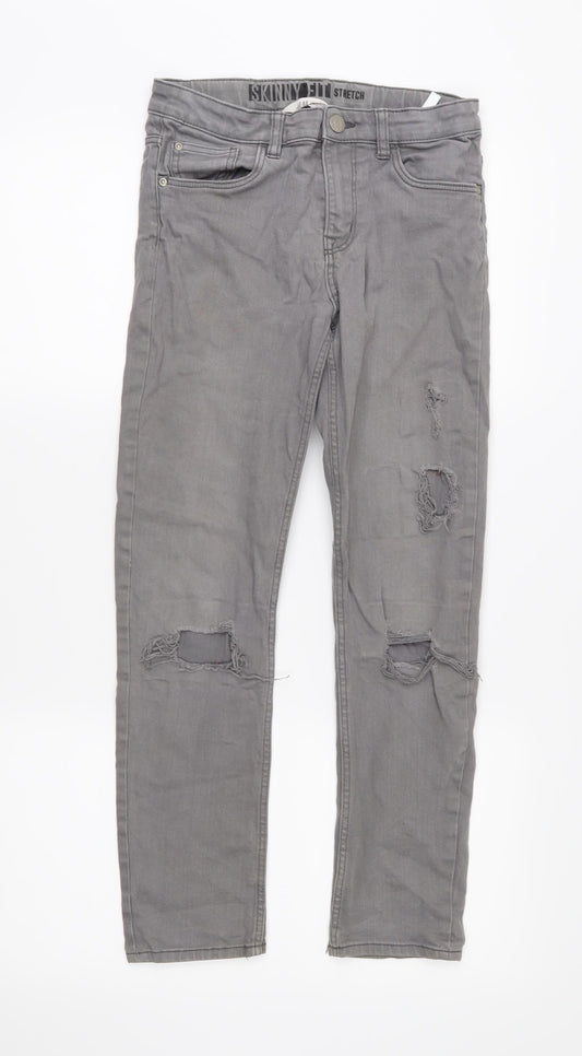 H&M Boys Grey  Denim Skinny Jeans Size 12 Years - Distressed