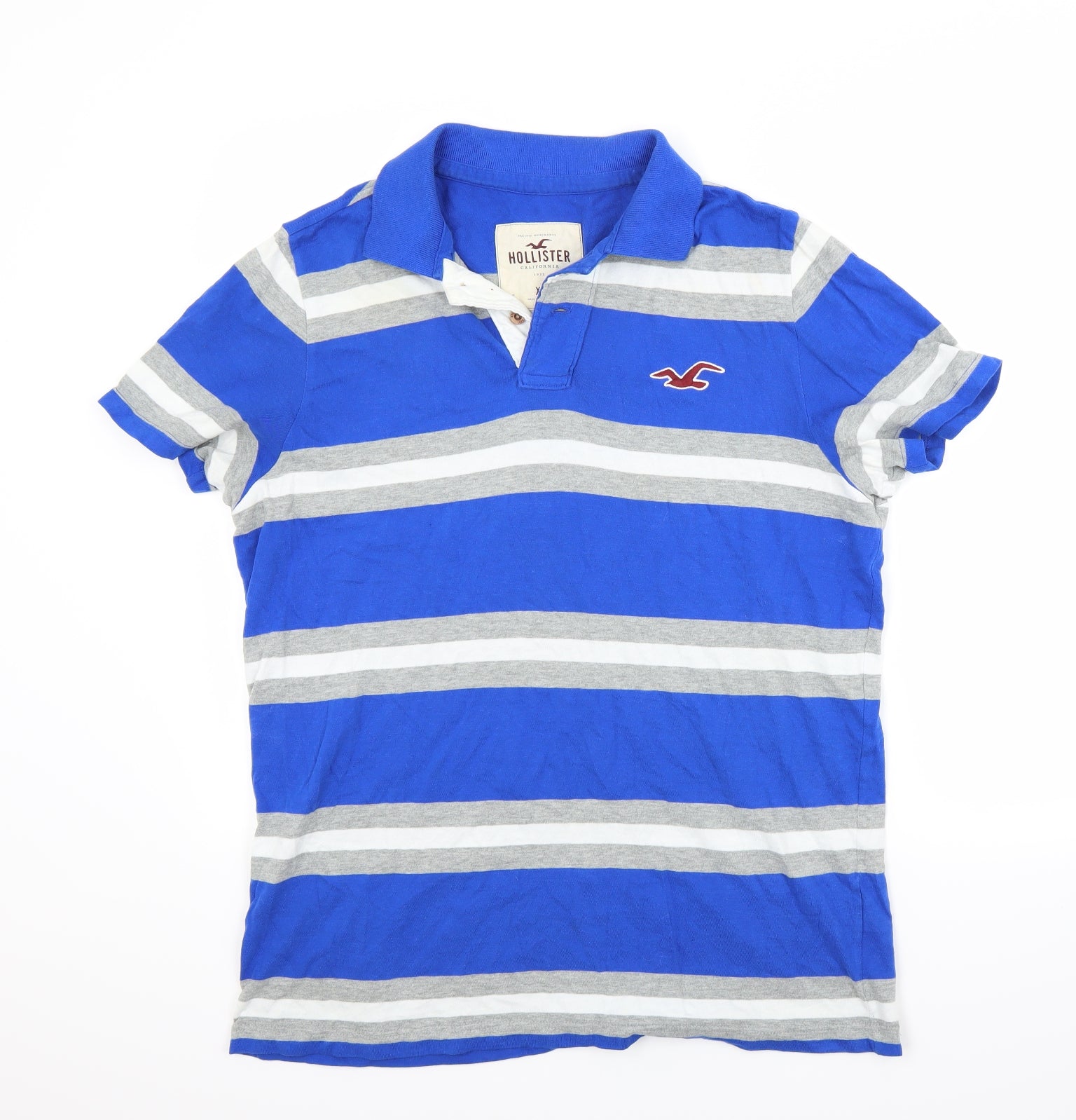 Hollister Mens Blue Striped Polo Size XL – Preworn Ltd