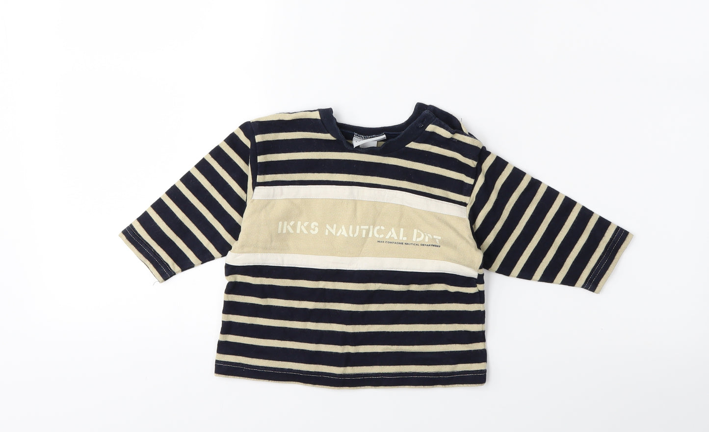 IKKS Baby Beige Striped  Basic T-Shirt Size 12 Months