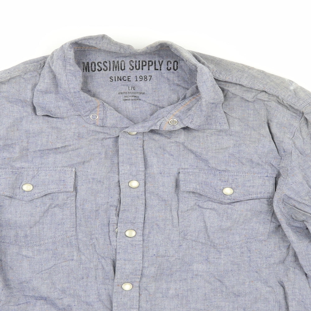 Mossimo Mens Blue    Button-Up Size L
