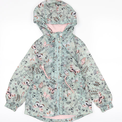 George Girls Green Floral  Rain Coat Coat Size 5-6 Years