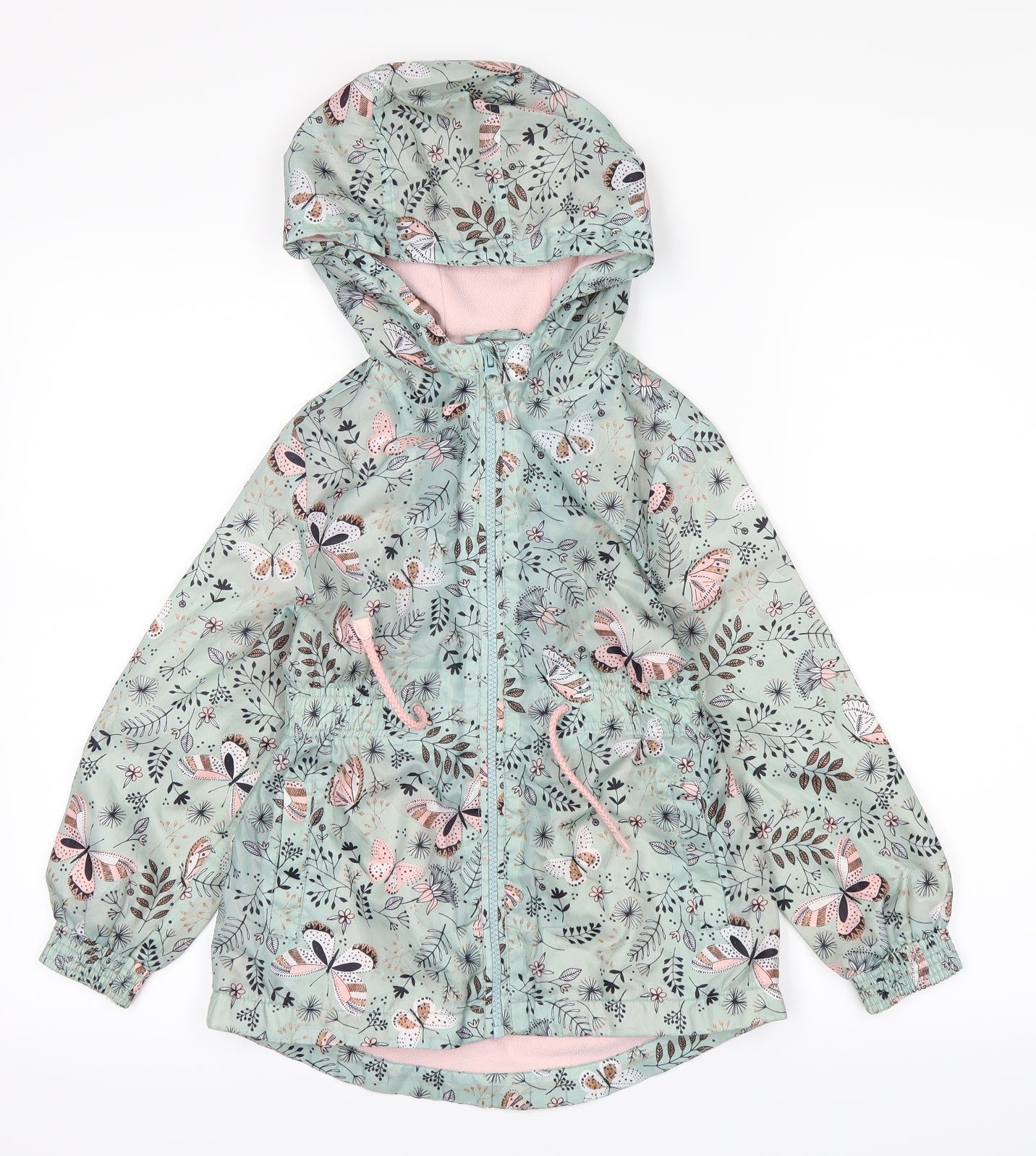 George Girls Green Floral  Rain Coat Coat Size 5-6 Years