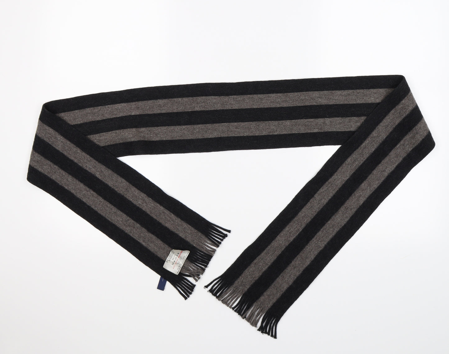 Debenhams Mens Grey Striped Knit Scarf  One Size