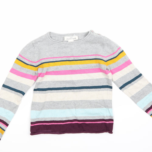 H&M Girls Grey Striped  Pullover Jumper Size 7-8 Years