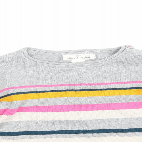 H&M Girls Grey Striped  Pullover Jumper Size 7-8 Years