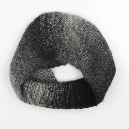 Preworn Unisex Grey Striped Knit Cowl/Snood Scarf One Size  - handmade