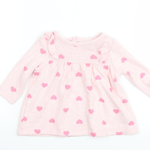 Sterling Girls Pink Polka Dot  Basic T-Shirt Size 3-6 Months  - Love heart print