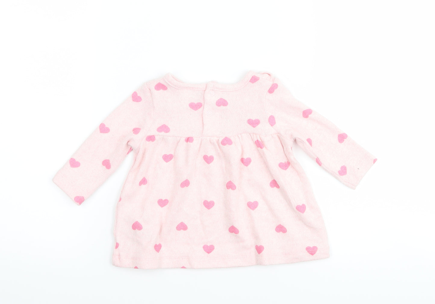 Sterling Girls Pink Polka Dot  Basic T-Shirt Size 3-6 Months  - Love heart print