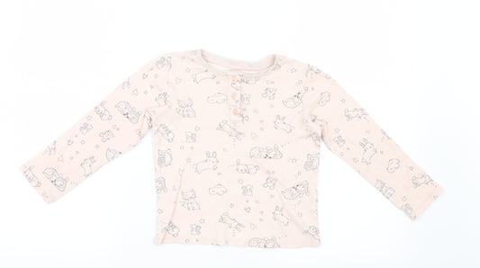 George Girls Pink Geometric  Top Pyjama Top Size 5-6 Years  - Animals