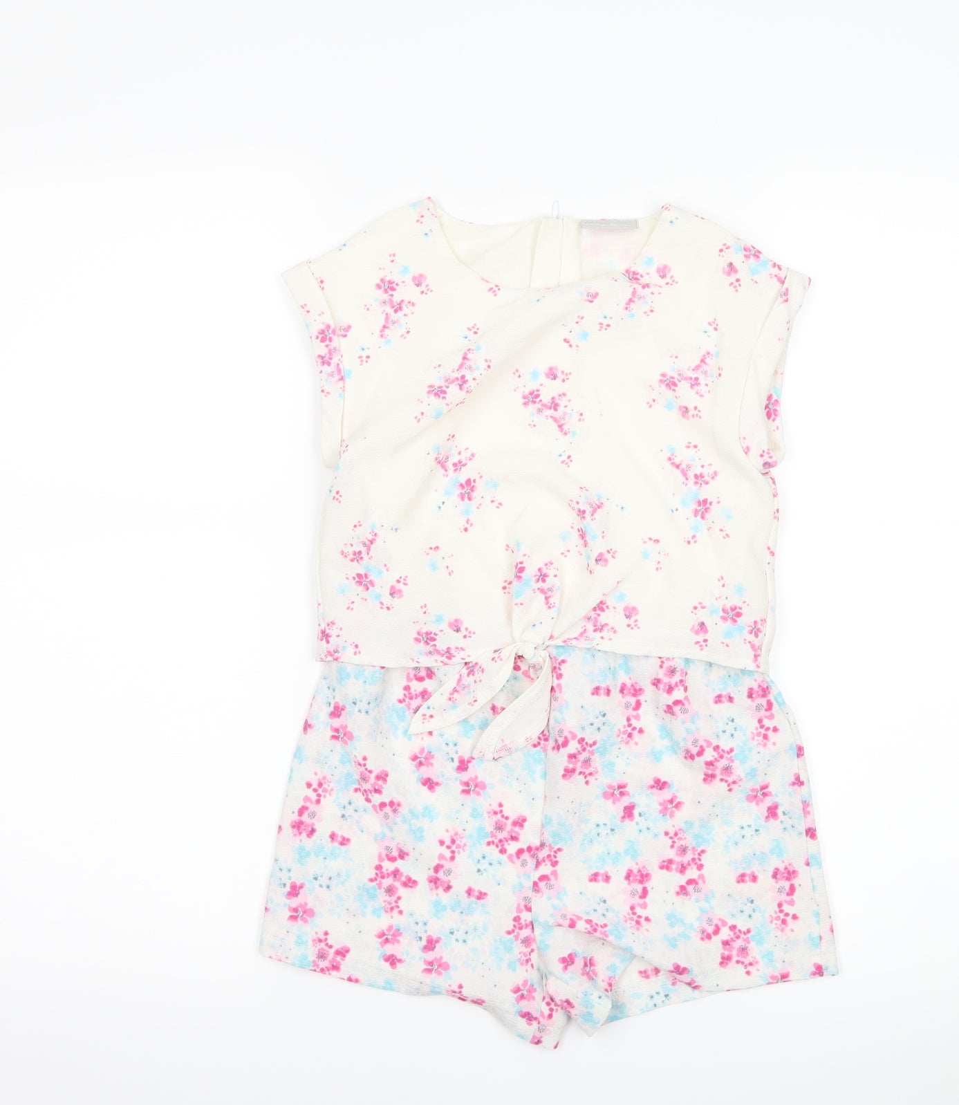 Matalan Girls White Floral  Playsuit One-Piece Size 7 Years