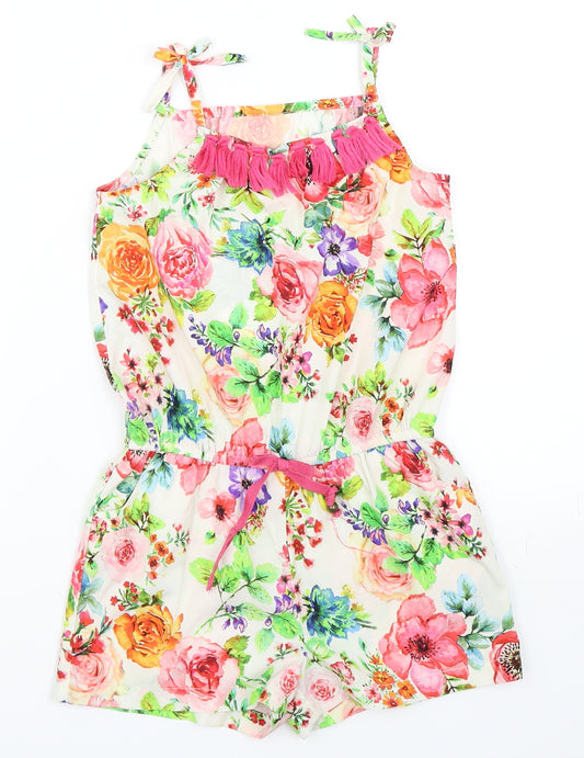 NEXT Girls White Floral  Playsuit One-Piece Size 6 Years
