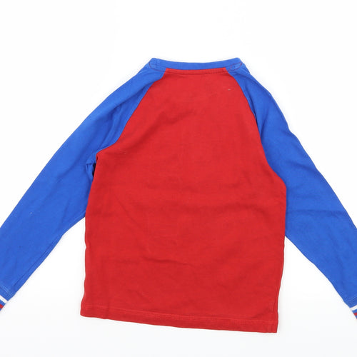 TU Boys Red Colourblock Jersey  Pyjama Top Size 6-7 Years  - Wake me Slogan