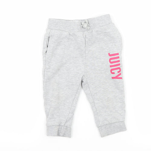 Juicy Couture Girls Grey Geometric Jersey Jogger Trousers Size 12 Months  - Juicy