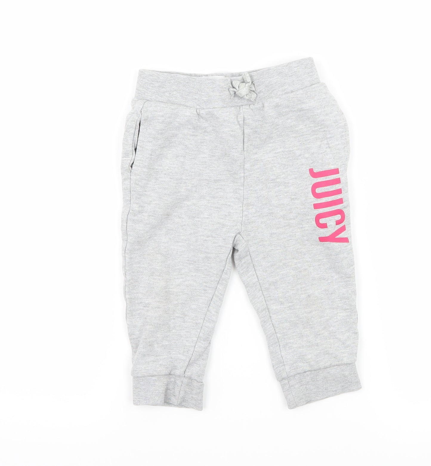 Juicy Couture Girls Grey Geometric Jersey Jogger Trousers Size 12 Months  - Juicy