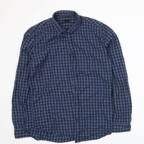 Seed Mens Blue Check   Button-Up Size M