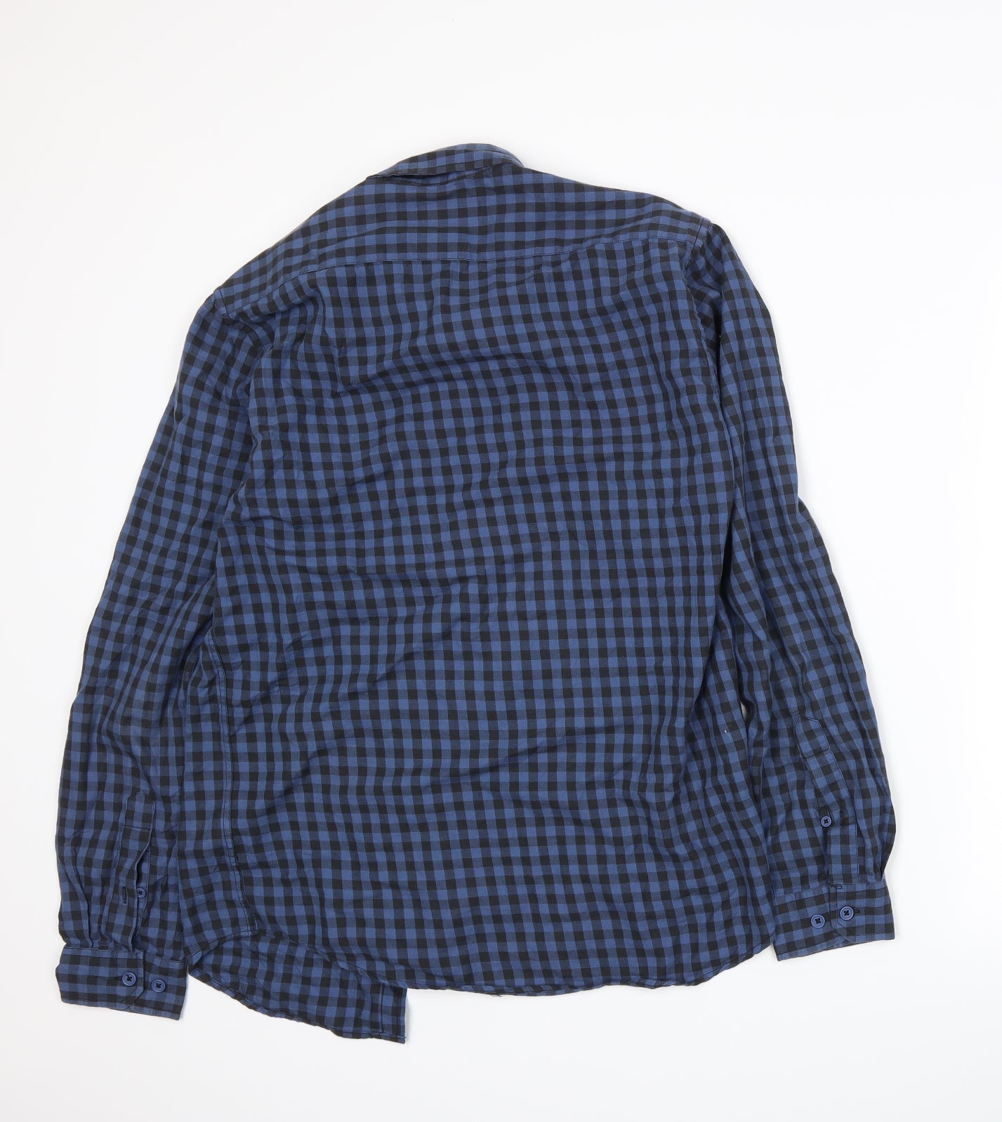 Seed Mens Blue Check   Button-Up Size M