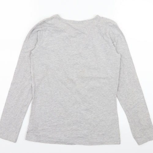 Yigga Girls Grey  Jersey Basic T-Shirt Size 11-12 Years  - Bird Print