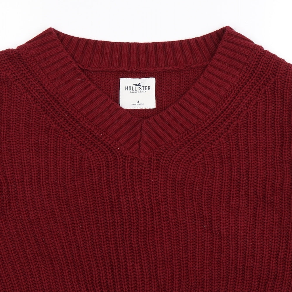 Hollister Womens Red Striped Knit Pullover Jumper Size L Preworn Ltd