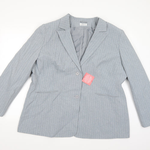 J Frazer Womens Grey Striped Rayon Jacket Blazer Size 22