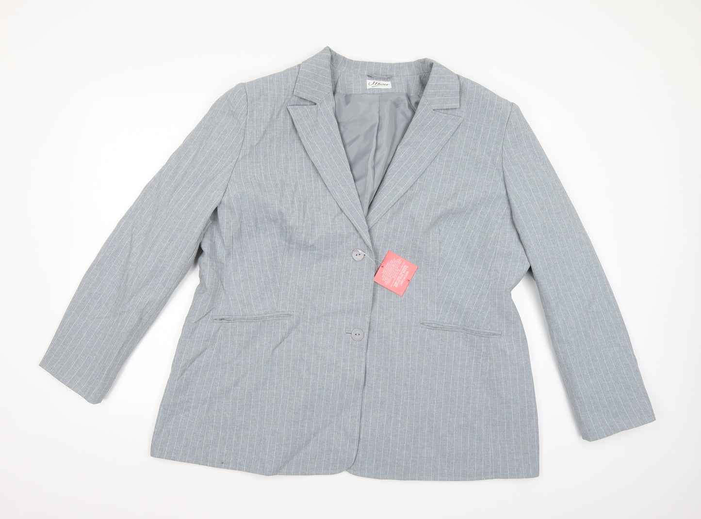 J Frazer Womens Grey Striped Rayon Jacket Blazer Size 22