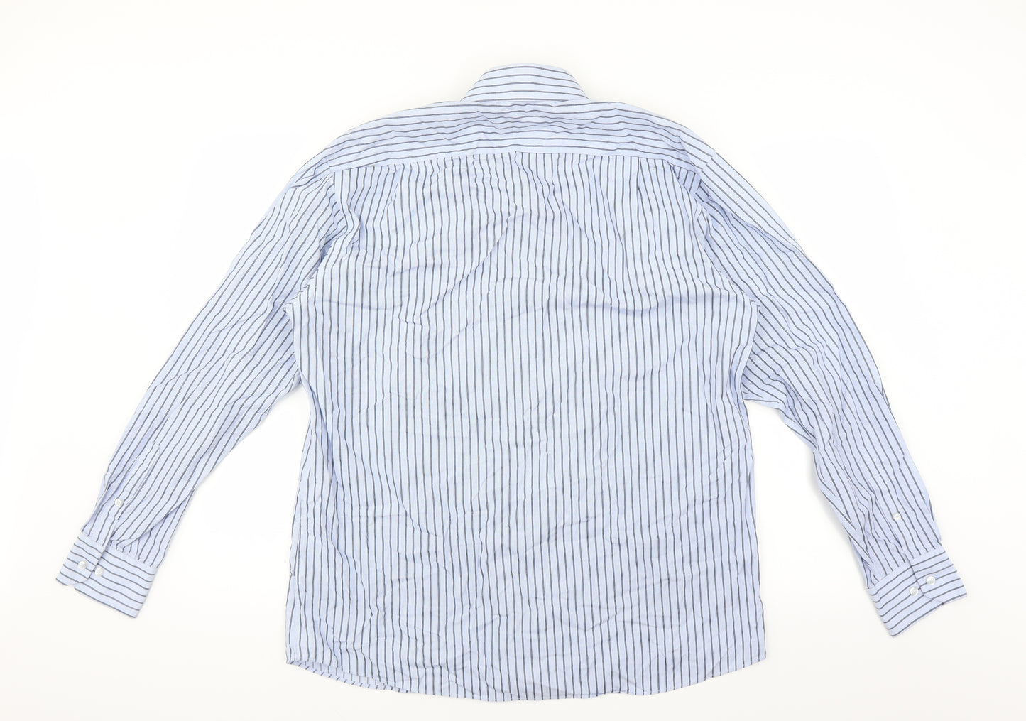 George Mens Blue Striped   Dress Shirt Size 16