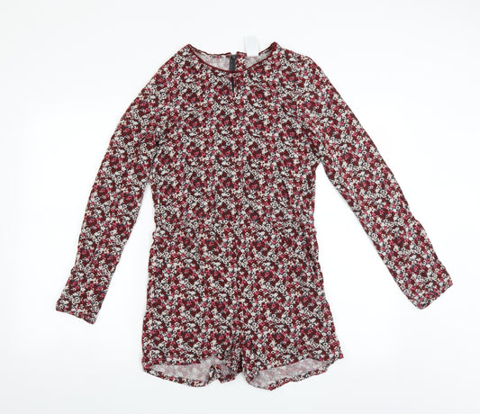 C&A Girls Red Floral  Playsuit One-Piece Size 14 Years