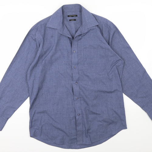 George Mens Blue  Woven  Dress Shirt Size 15.5