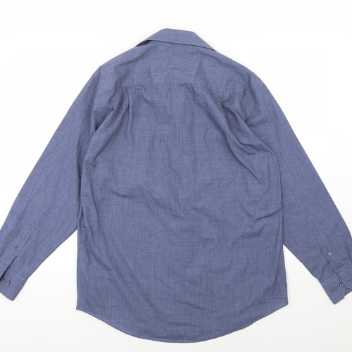 George Mens Blue  Woven  Dress Shirt Size 15.5