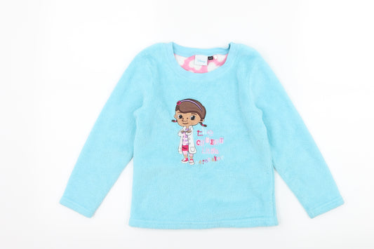 Primark Girls Blue Solid Microfibre Top Pyjama Top Size 4-5 Years  - Cutest Little Caretaker