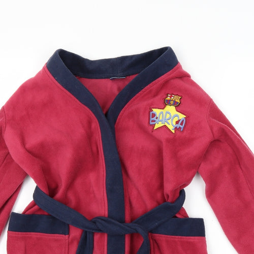FCB Boys Red Solid Fleece  Gown Size 8-9 Years  - Barcelona FC