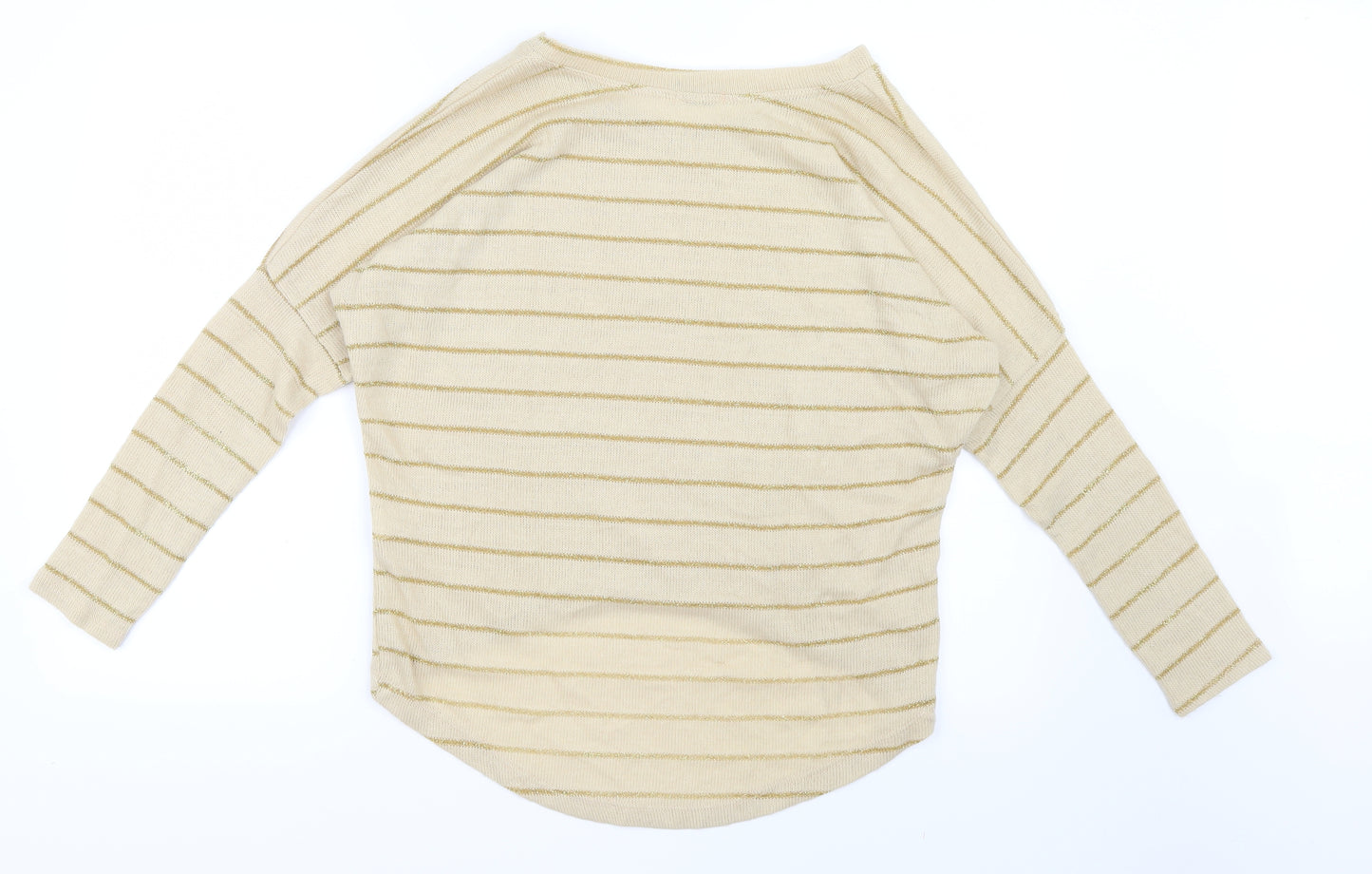 WalG Womens Gold Striped Knit Pullover Jumper Size S
