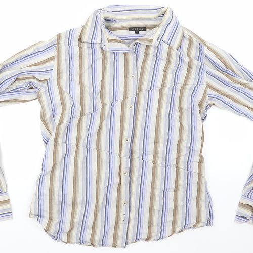 George  Mens Beige Striped   Dress Shirt Size L