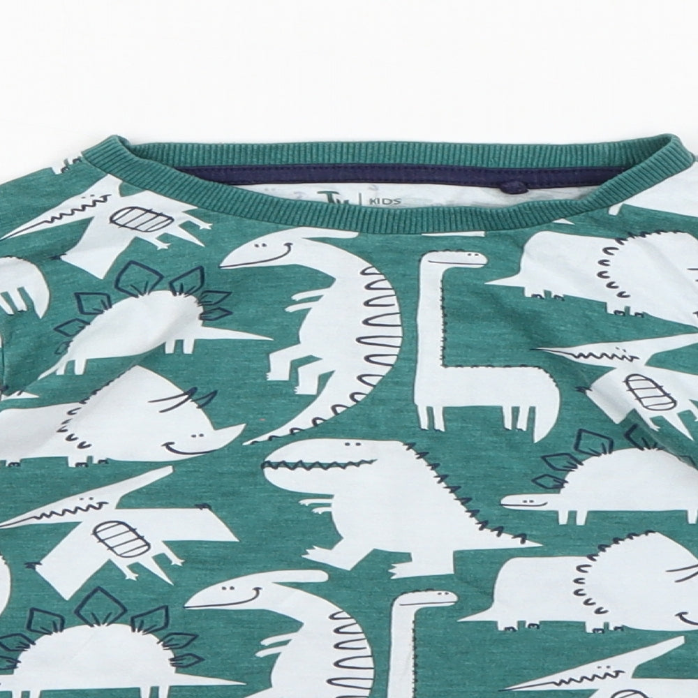 TU Boys Green   Basic T-Shirt Size 3-4 Years  - Dinosaur print