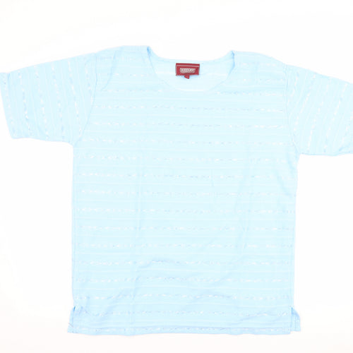 Icecube Womens Blue Striped  Basic T-Shirt Size L