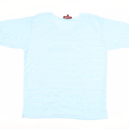 Icecube Womens Blue Striped  Basic T-Shirt Size L