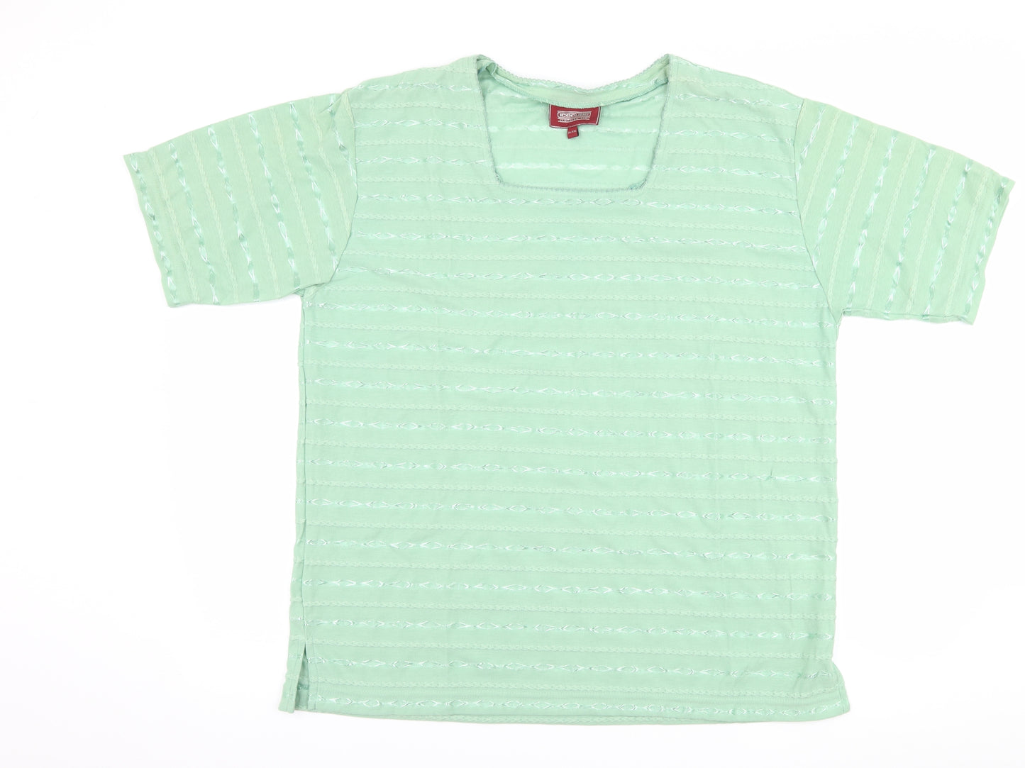 Icecube Womens Green Striped  Basic T-Shirt Size XL