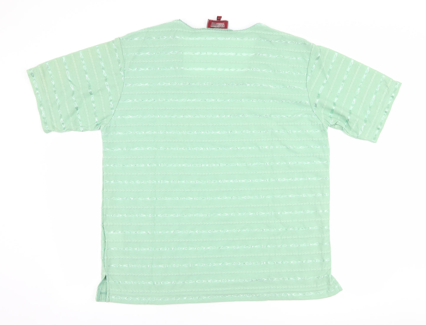 Icecube Womens Green Striped  Basic T-Shirt Size XL