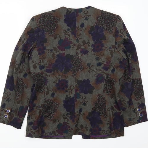 Kasper Womens Purple Floral Rayon Jacket  Size 12