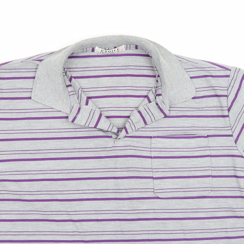 Etoile Mens Grey Striped   T-Shirt Size M