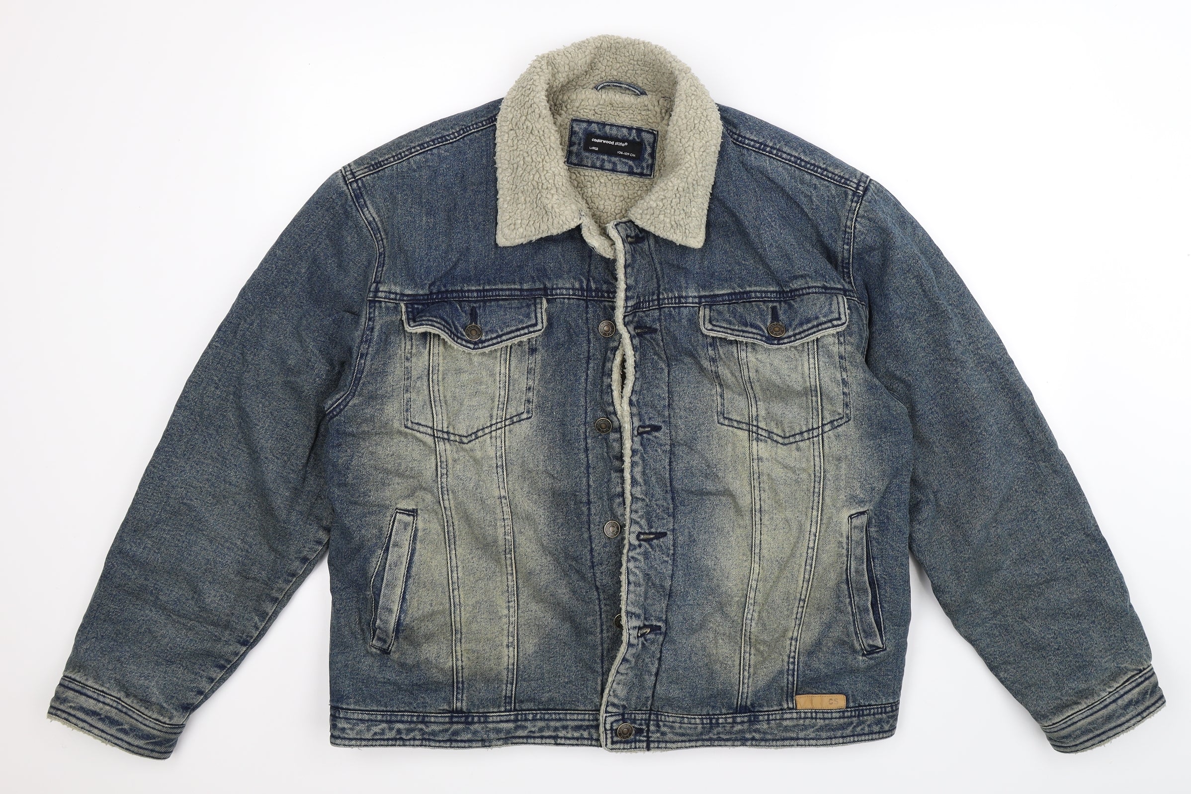 Primark Cedar Wood State Men's Blue 100% Cotton Denim Button Jacket Small |  eBay