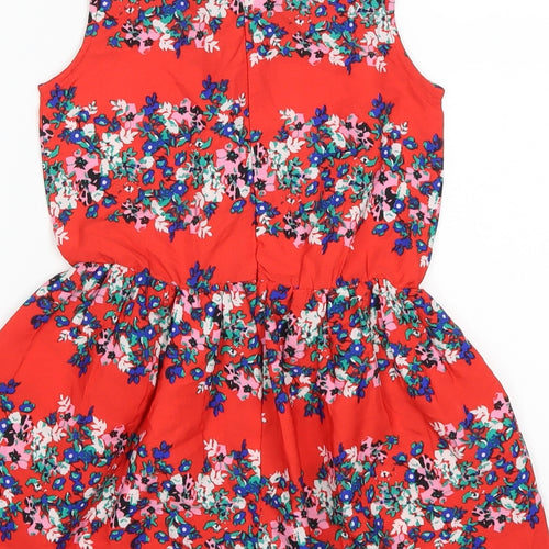 V by Very Girls Red Floral  Jumpsuit One-Piece Size 7 Years
