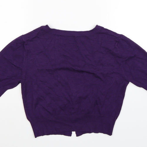 Laura Scott Womens Purple  Knit Cardigan Jumper Size M