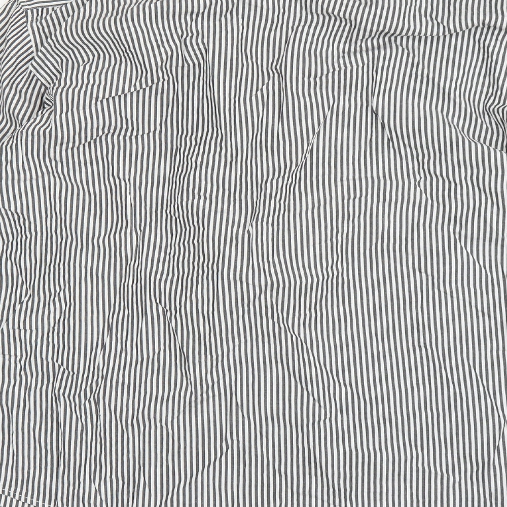 Jeff Banks Mens Grey Striped   Dress Shirt Size XL