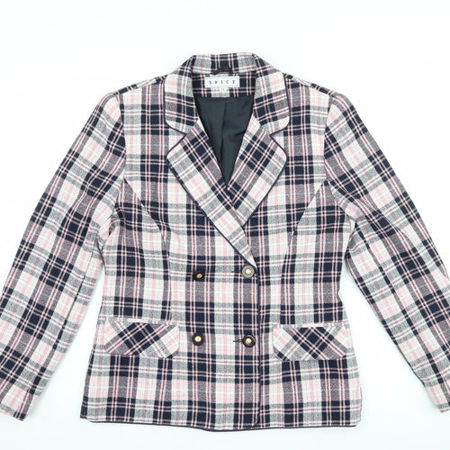 Spice Womens Pink Check  Jacket Suit Jacket Size 10