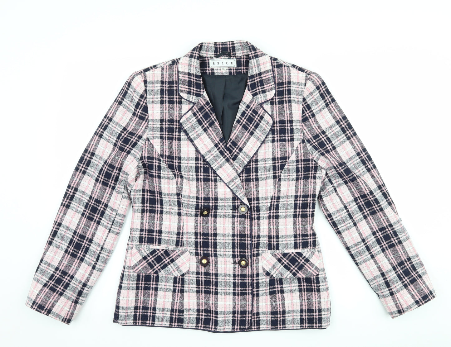 Spice Womens Pink Check  Jacket Suit Jacket Size 10