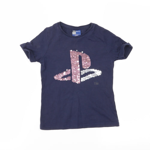 PlayStation Girls Blue  Jersey Basic T-Shirt Size 4-5 Years